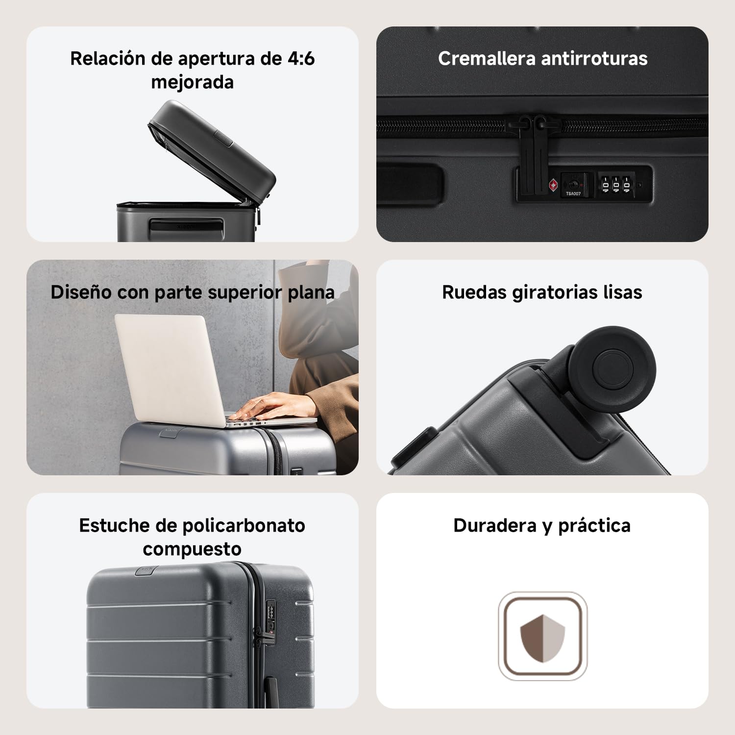 Xiaomi Luggage Classic Pro & Aluminio – 20 – 28 pulgadas, cremalleras resistentes, cerraduras TSA, relación de apertura 4:6, tecnología de protección de esquinas para viajar sin estrés