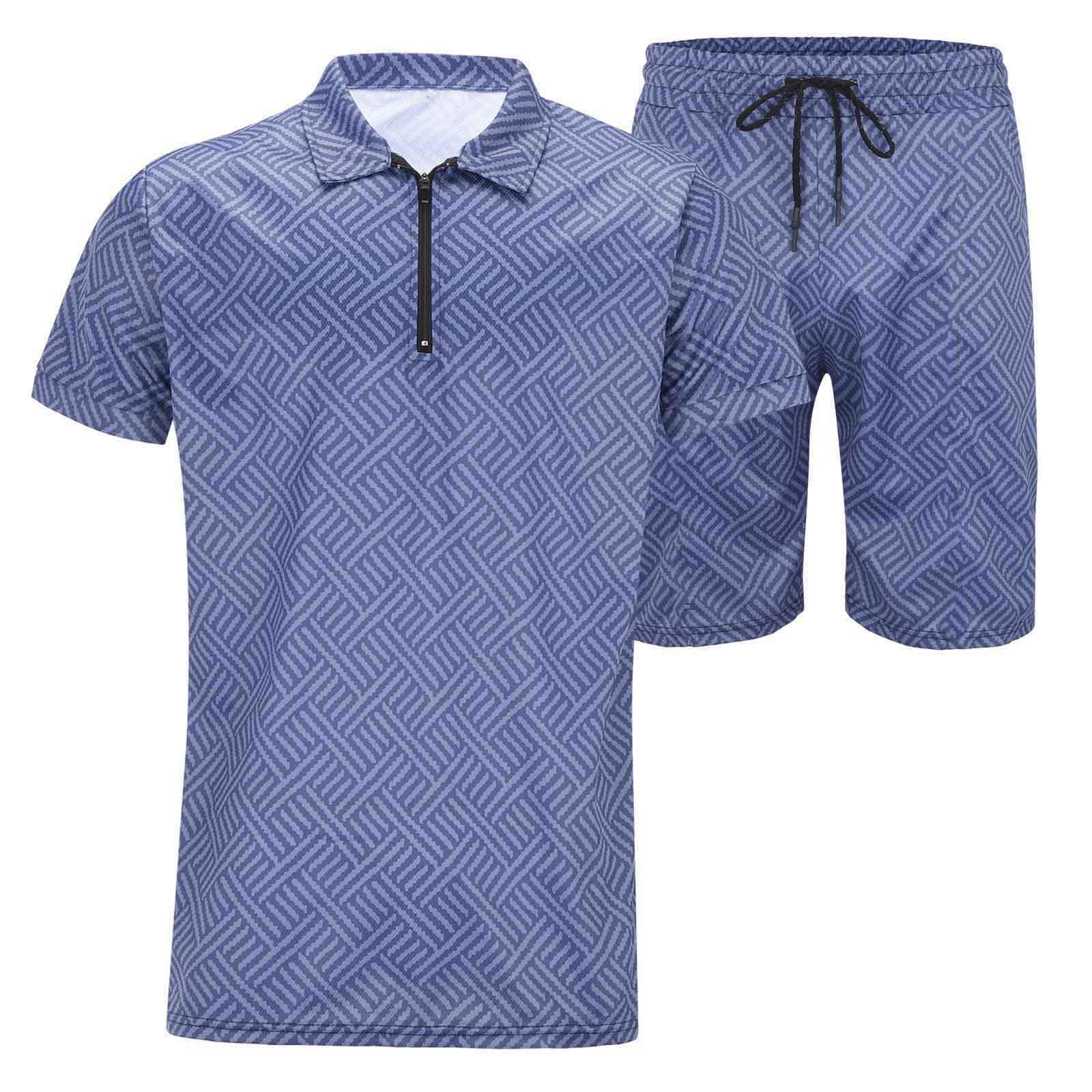Générique Ensemble Ete Homme - Ensemble Short + Tee Shirt à Manches Courtes Couleur Unie Sportswear 2 Pièce Sets Été Survêtement Jogging Mode T-Shirt et Shorts avec Poche