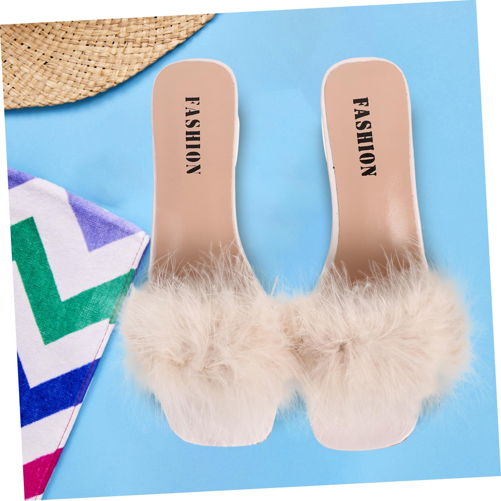 Mipcase Pantuflas de Tacón Peludo para Mujer Talla 38, Gamuza y Goma