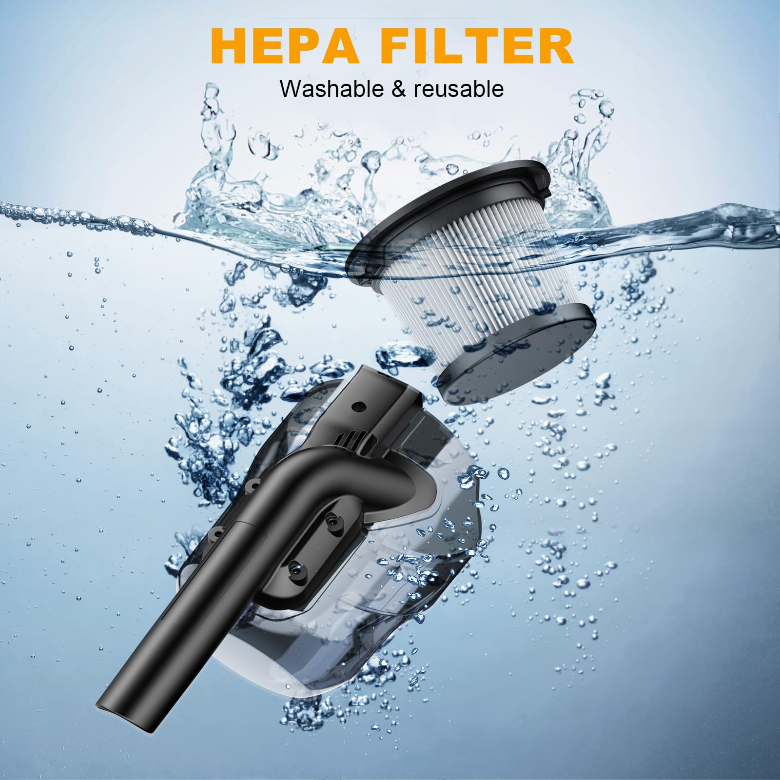 Aspiradora inalámbrica para batería De-Walt de 20 V, aspiradora de mano de 100 AW con filtro HEPA lavable, aspiradora portátil de 55 CFM para coche/pelo de mascotas/alfombras/suelos duros (sin