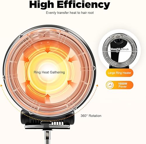 Miniatura 2 de Secador de pelo de pie, procesador profesional de color de cabello infrarrojo con 6 modos, con 3 funciones, secador de pelo de altura ajustable con