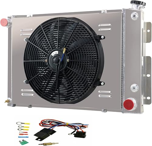 Radiador compatible con 1967-1969 Chevy Camaro Base/RS/SS y 1967-1969 Pontiac Firebird L6 V8 Gas, radiador de aluminio completo de 3 filas +