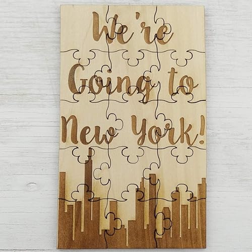 We Going to New York - Rompecabezas de madera de tilo de 15 piezas, sorpresa de vacaciones NY Trip Reveal