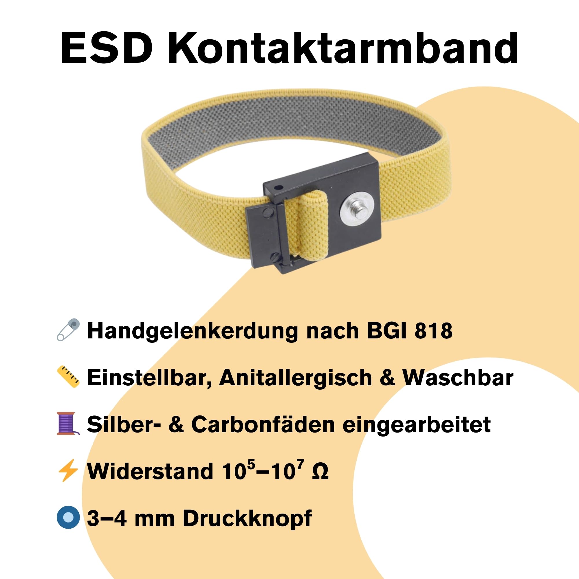 BERNSTEIN ESD Handling Set 7 piezas | ESD Matte Negro (50 x 40 cm) + Cable de tierra + Conector de tierra + Lupa de mano LED + Pinzas + Pulsera + Cable en espiral | ESD Computer Tischmatte