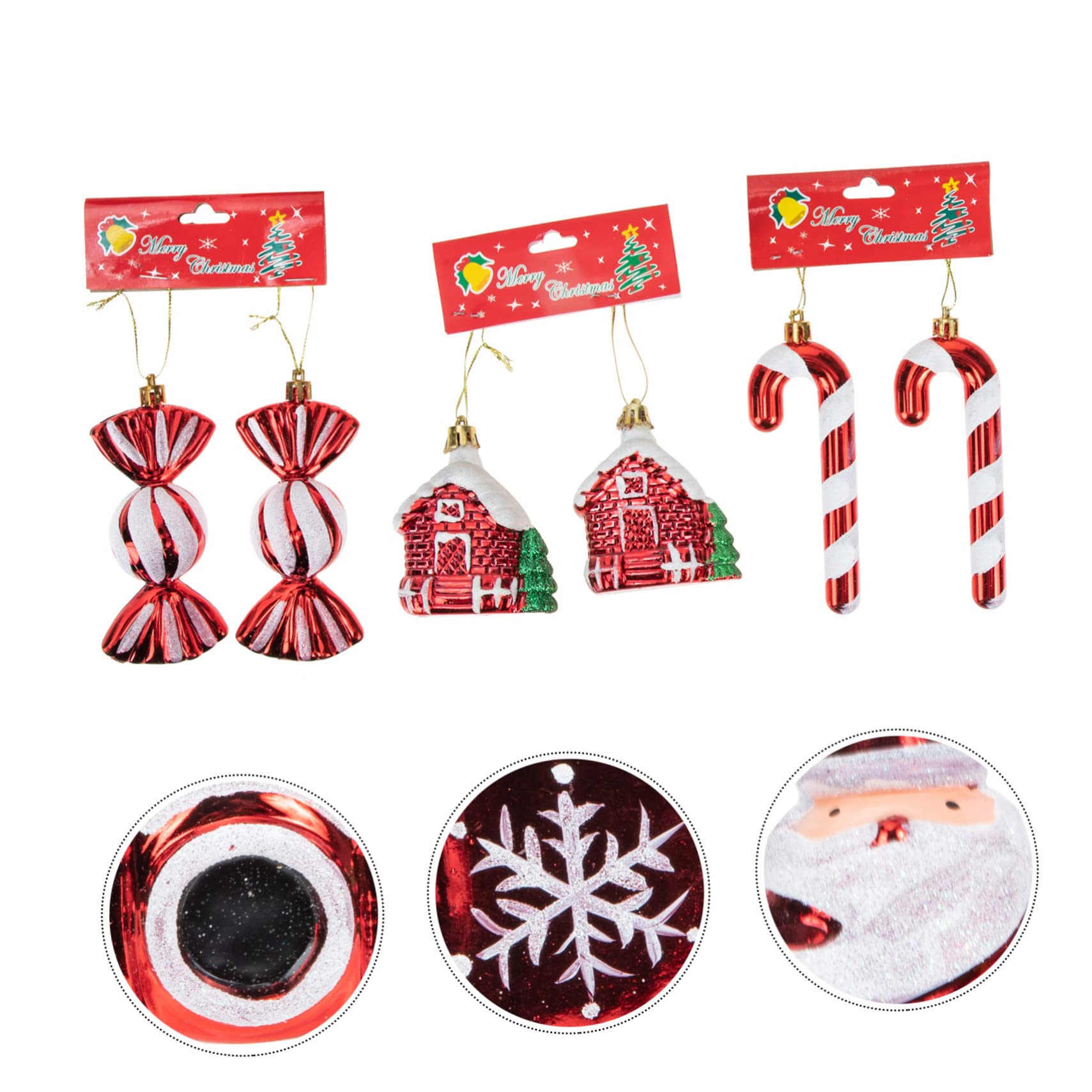 Ciieeo 2 Juegos De Colgantes para Árbol De Navidad Adornos Decorativos Rojos para El Hogar 6 Unidades.