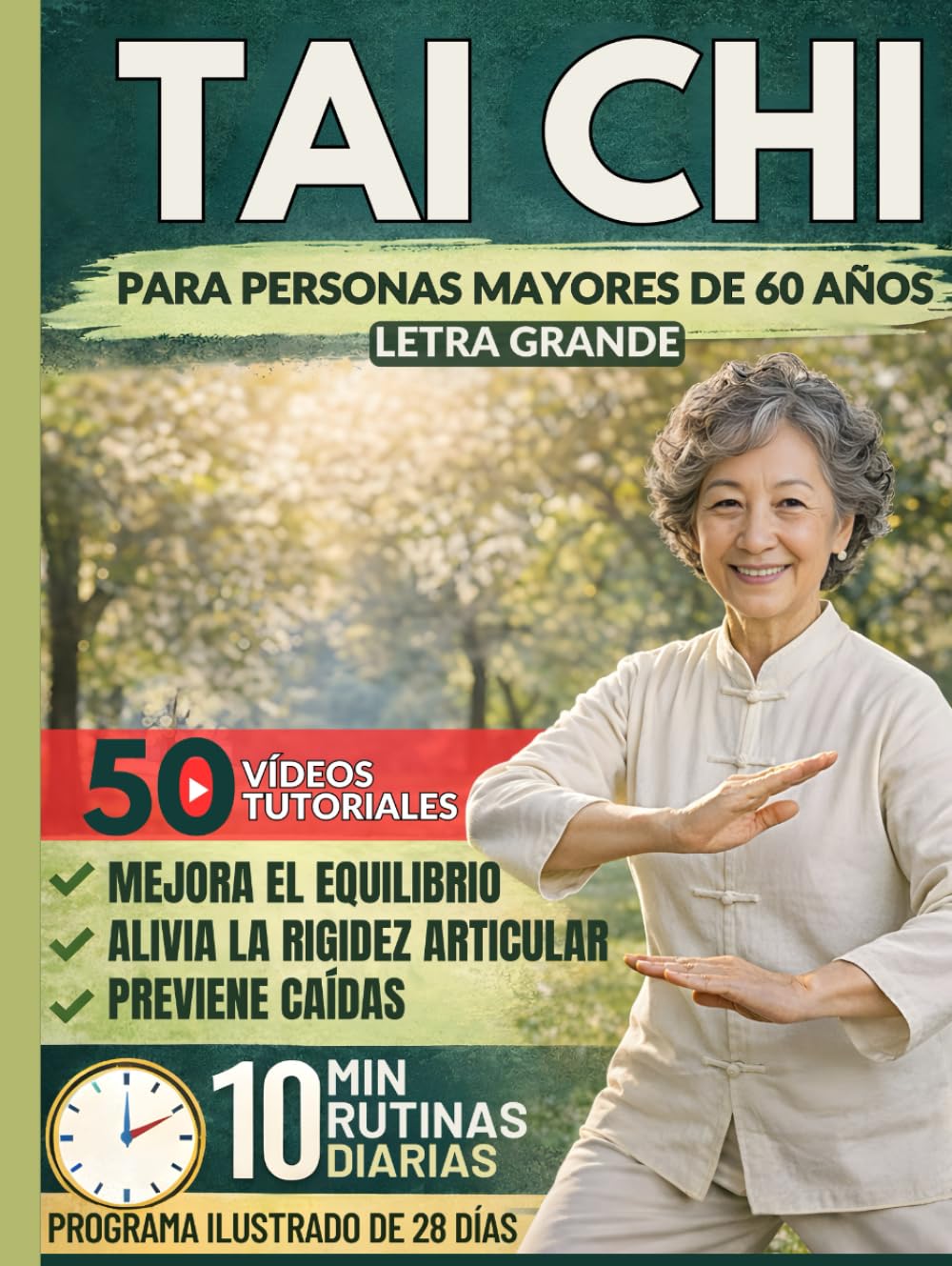 Tai Chi Para Personas Mayores (Letra Grande): Un Sistema Suave De 10 Minutos Diarios Para Mejorar El Equilibrio, Aliviar La Rigidez Articular, ... Y Moverse Con Confianza, Con Ilustraciones