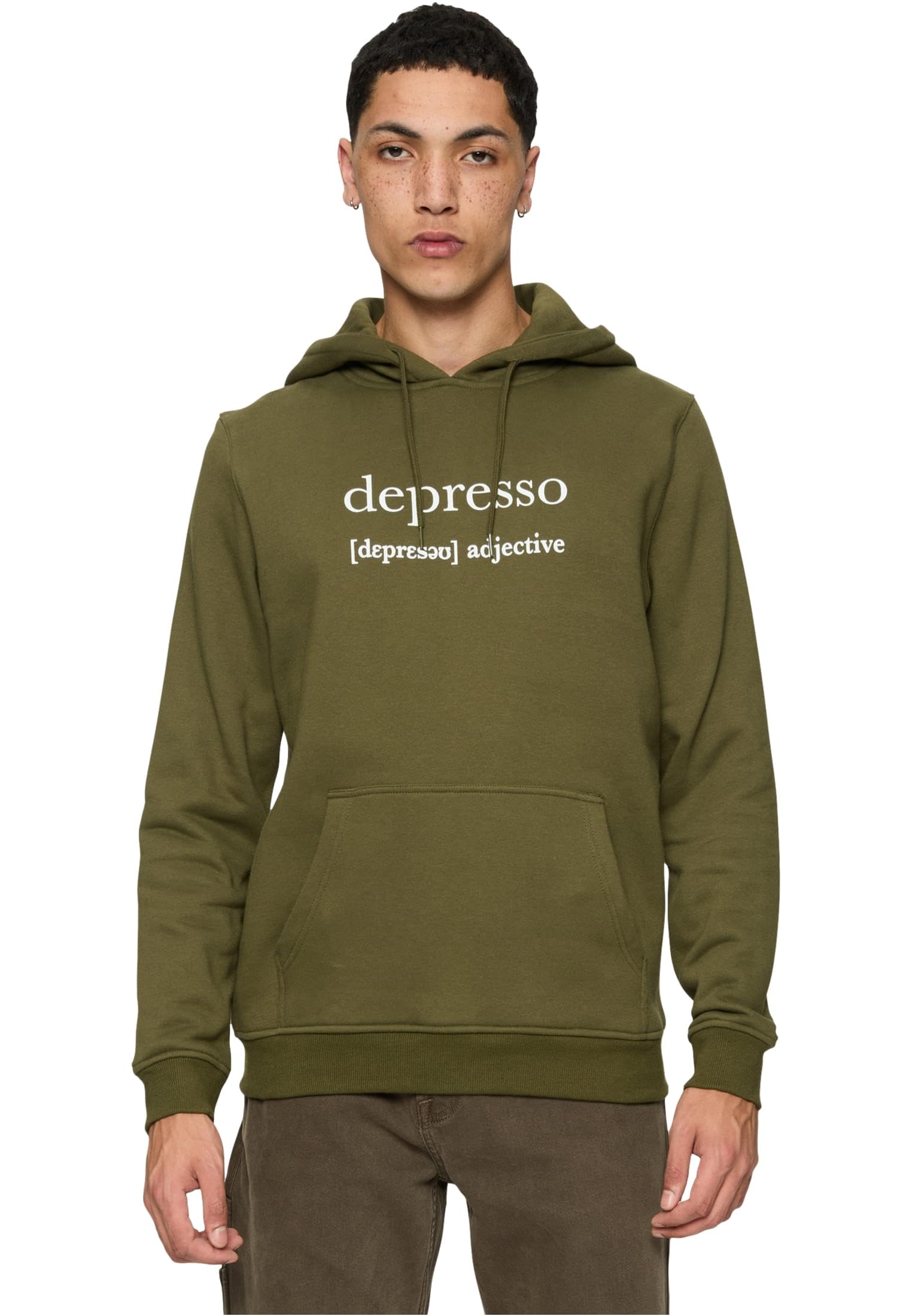 Mister Tee Men's Depresso Hoody Hooded Sweatshirt, OLIVE,