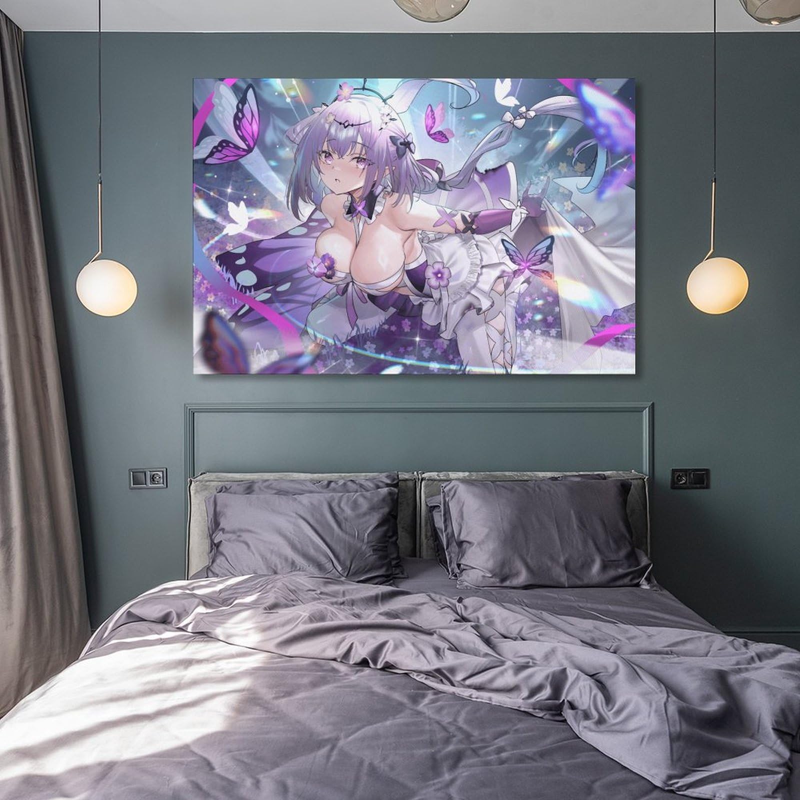Large Anime Canvas Print - Purple Beautiful Waifu Artwork, Vibrant Pop Art Poster for Gamers & Modern Decor Frame-style-1 08x12inch(20x30cm): 12x18inch(30x45cm) Unframe-style-1