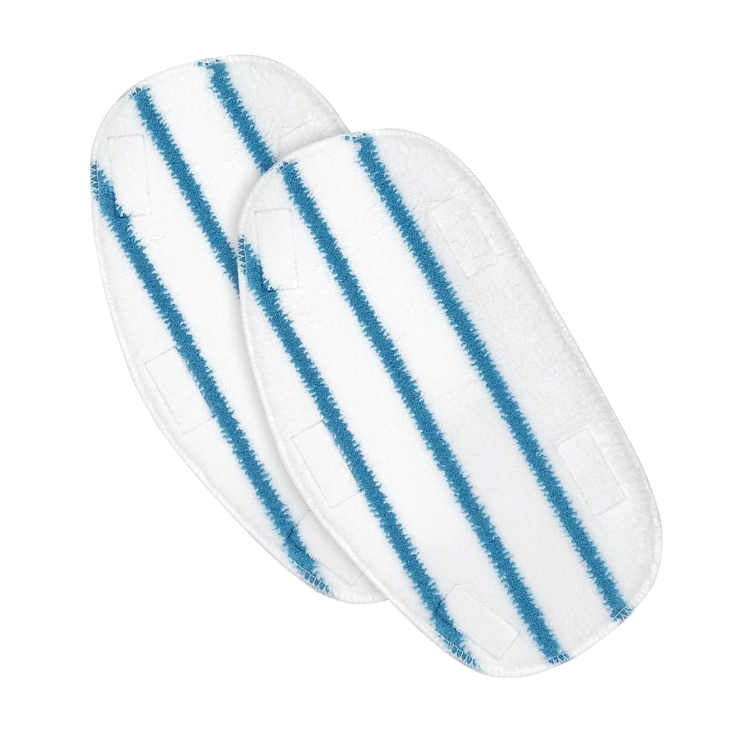 Two NexLev Replacement Mop Cloth Pads, white and blue, folded and stacked.