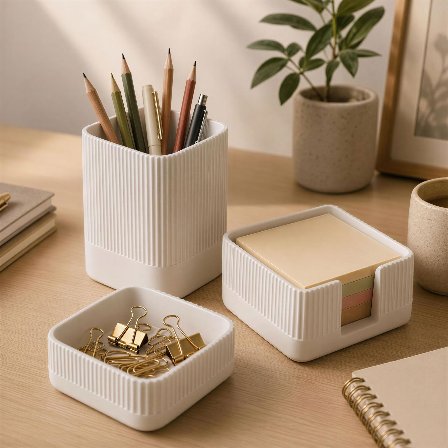 Aesthetic Concrete Desk Organizer Set