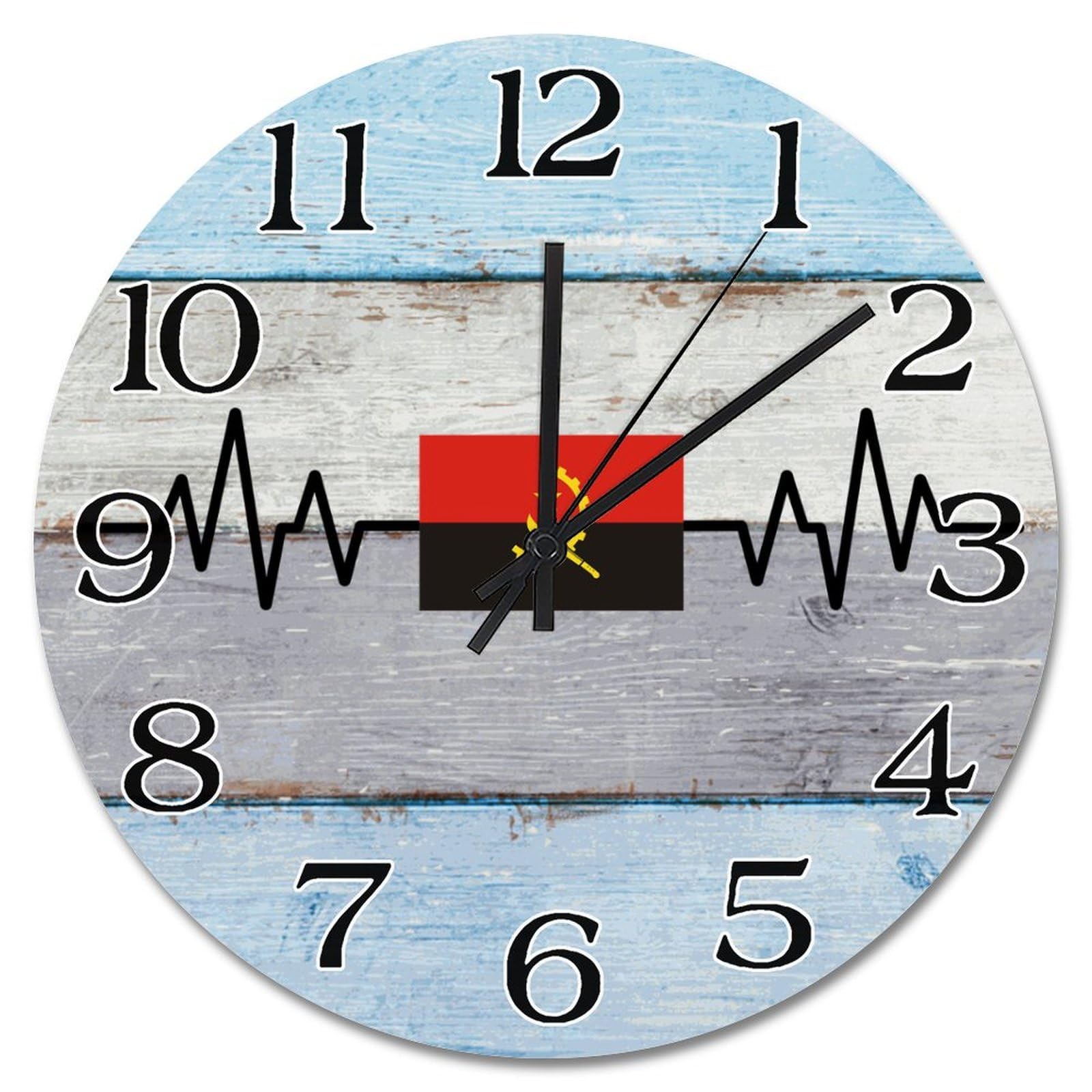 Horloge murale silencieuse à piles motif battement de cœur en bois 38 cm