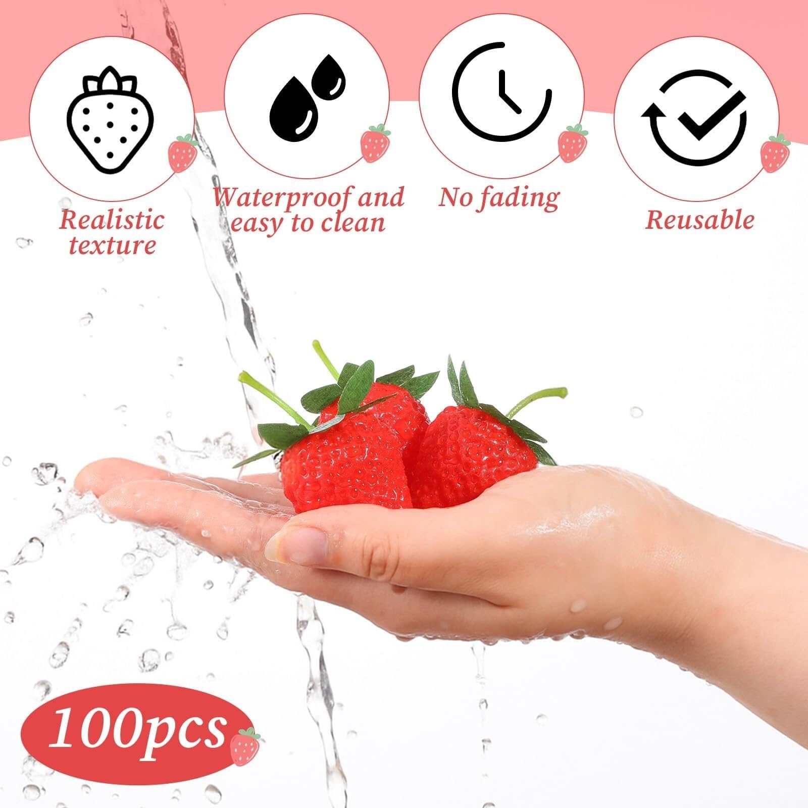 Künstliche Früchte Küche 100 Künstliche Erdbeeren, Künstlich Rot, Fotografie Requisiten Dekoration Tischdekoration