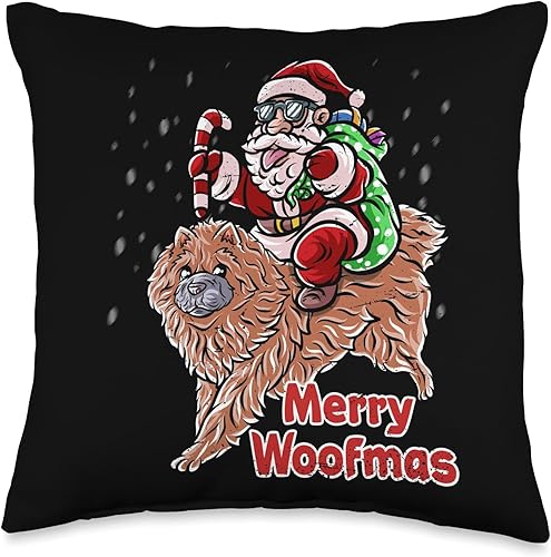 Miniatura 4 de BCC Chow Chow Shirts & Asian Dog Lover Gifts Chow Santa Claus Hat Merry Christmas X-Mas Dogs Throw Pillow, 18x18, Multicolor