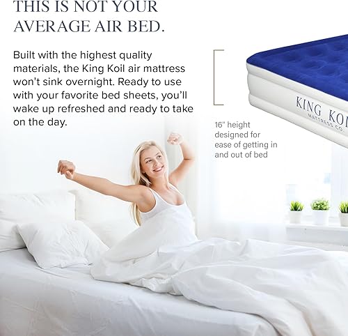Vista 41 de King Koil colchón de aire de tamaño individual con bomba de aire integrada, la mejor cama inflable de tamaño individual, colchón de aire elevado