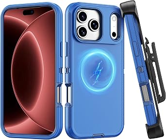 Compatible with iPhone 18/17 Pro Max Case,with Belt Clip Holster Navy Blue