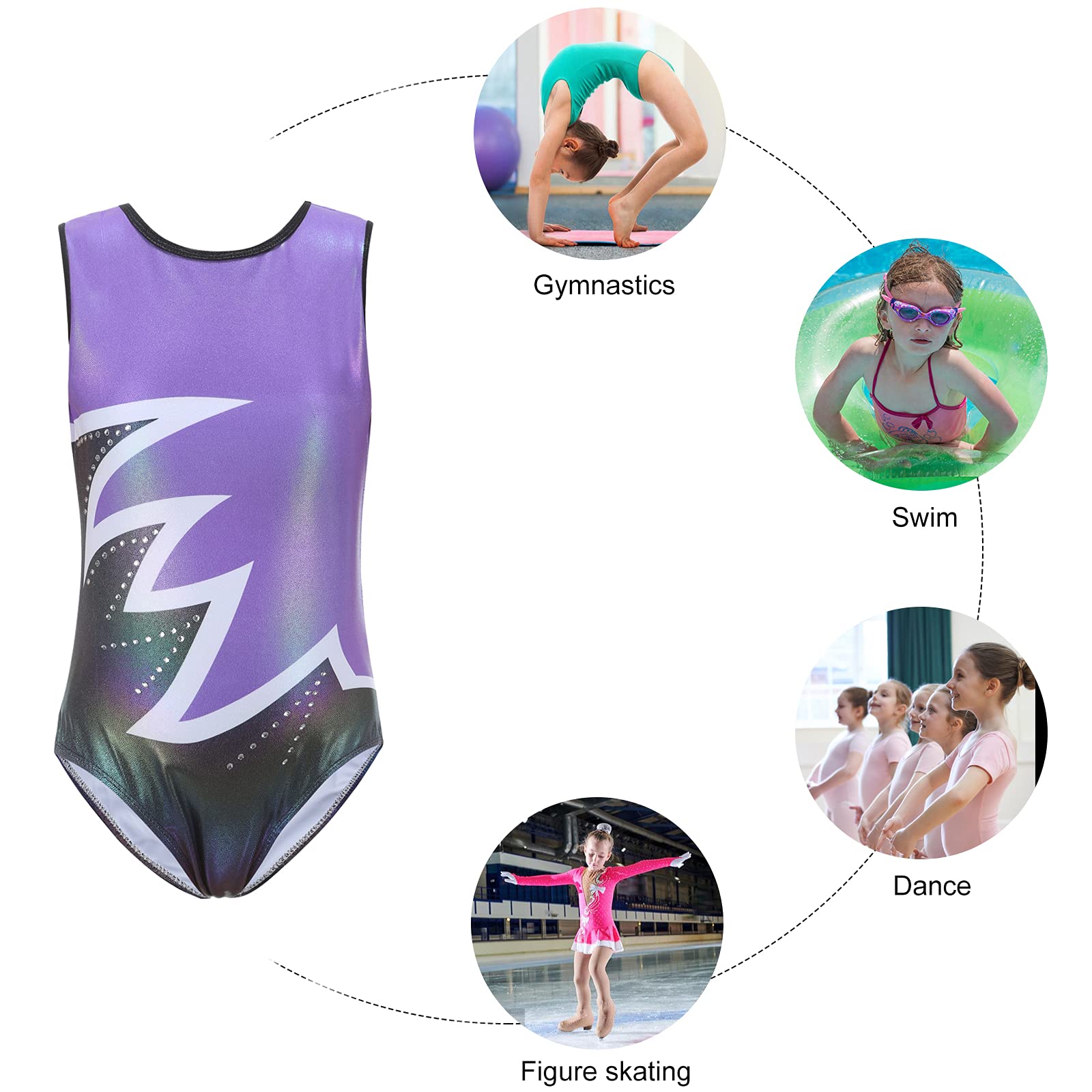 Bezioner Ragazze Ginnastica Leotards Body Danza Claasica Balletto Ginnastica Artistica per Bambina Senza Maniche/Manica Lunga per Bambini di 3-14 Anni