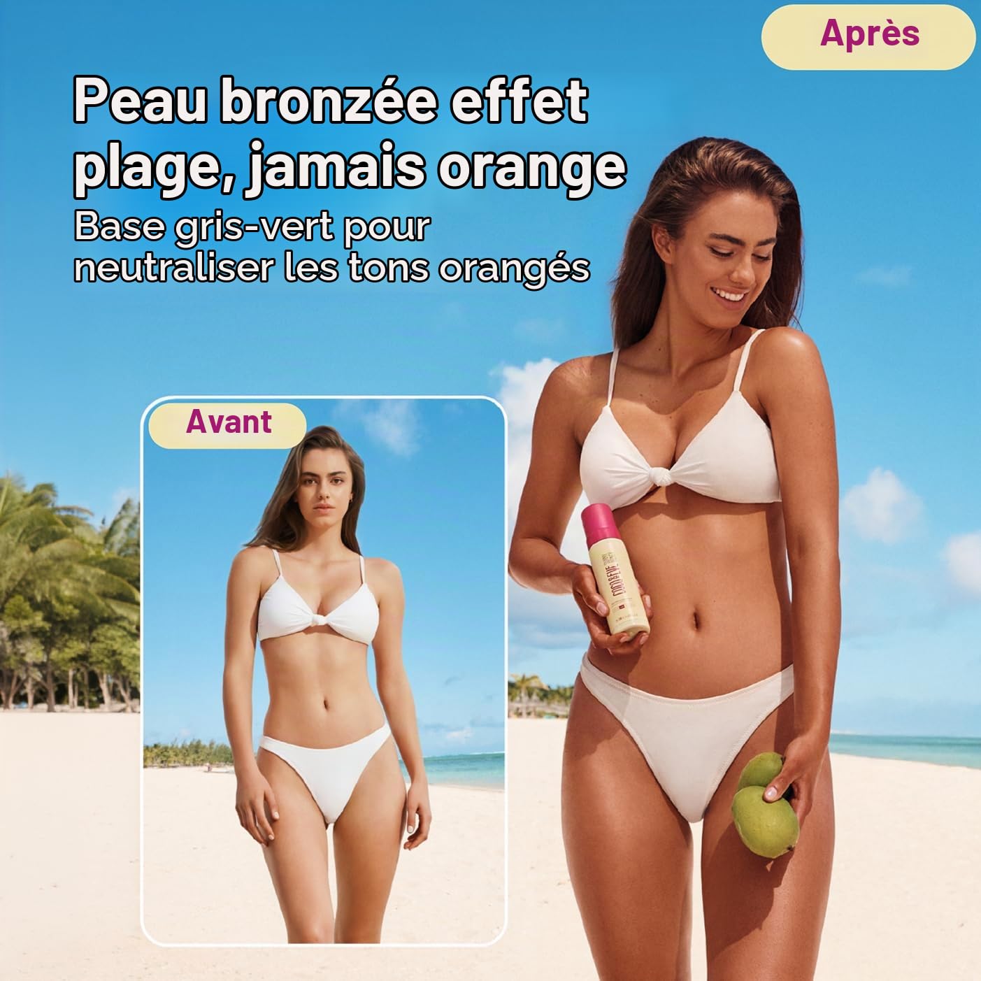 Kit de bronzage Sunny Honey Bali de Coco & Eve (moyen). Mousse de bronzage sans soleil entièrement naturelle. Lotion autobronzante instantanée avec bronzeur, gant applicateur et pinceau kabuki.