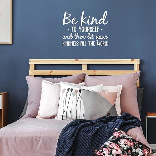 Miniatura 2 de Calcomanía de vinilo para pared, con texto en inglés «Be Kind to Yourself», 22 x 29 pulgadas, calcomanía motivacional para dormitorio, sala de