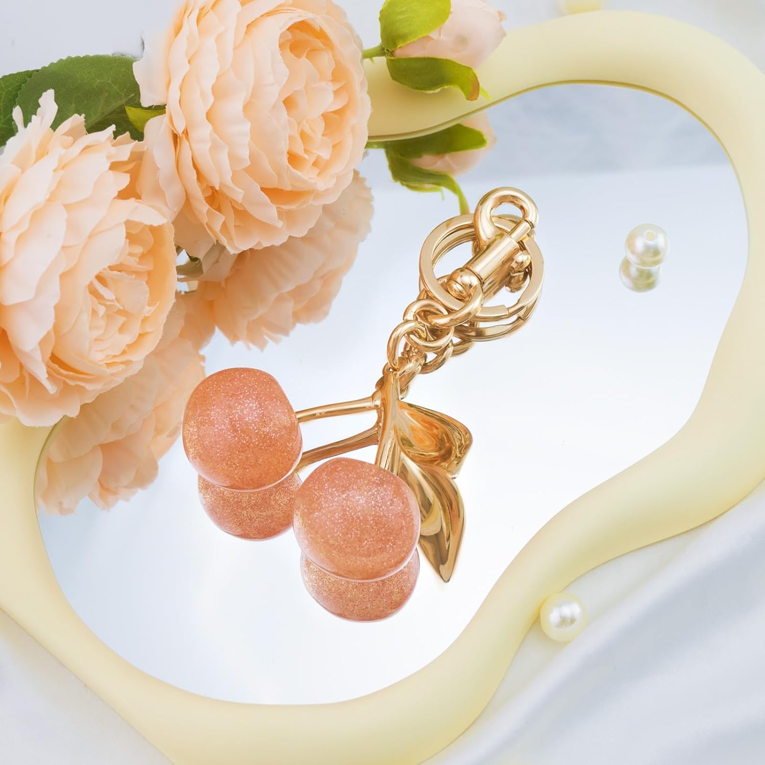 Keychain Cherry Bag Purse Charms For Handbags Accessories— Cherry Bag Charm For Women Cute Valentines Day Gifts - Image 5