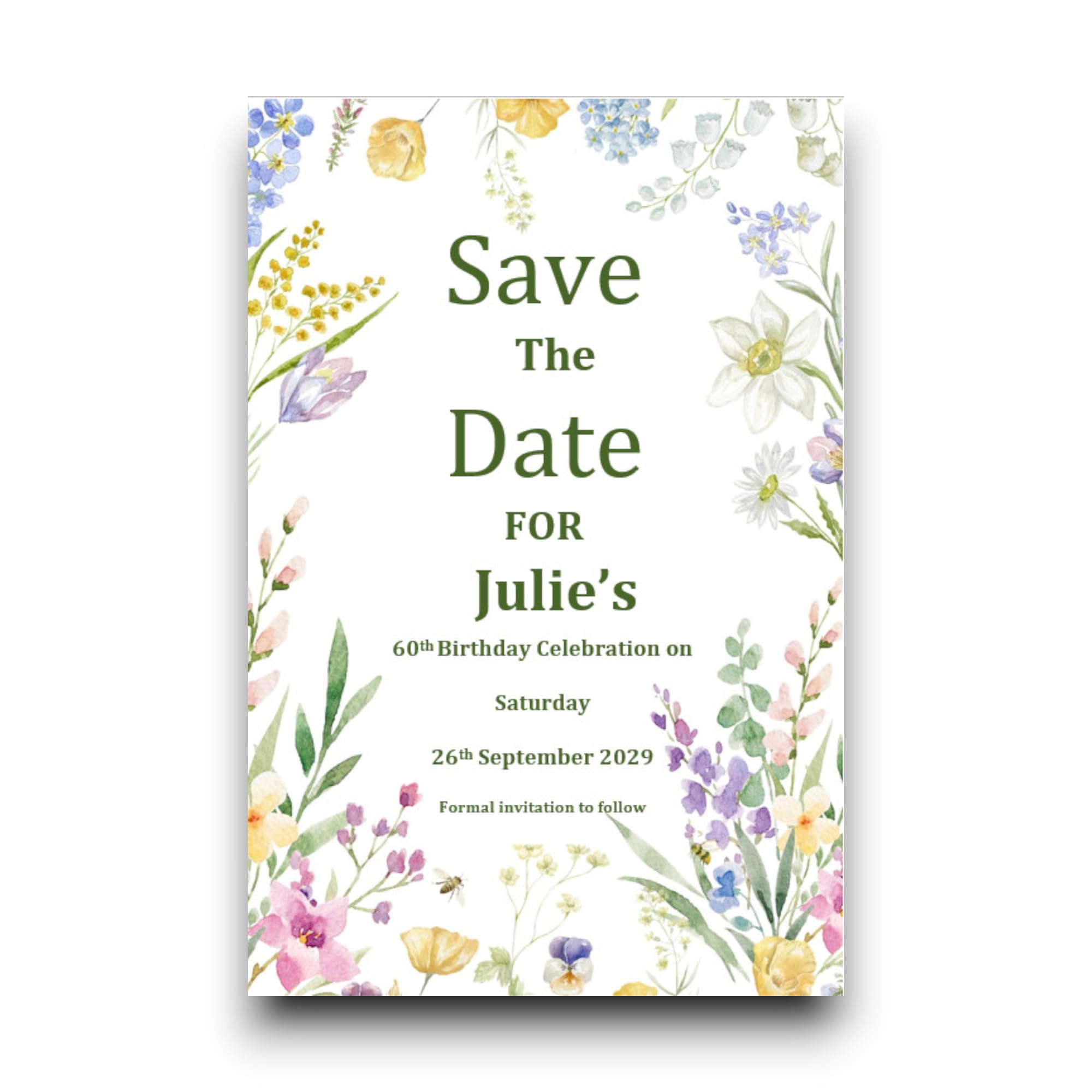 Personalised Wild Flower Birthday Party Save The Date Cards With Envelopes SD57 (20)