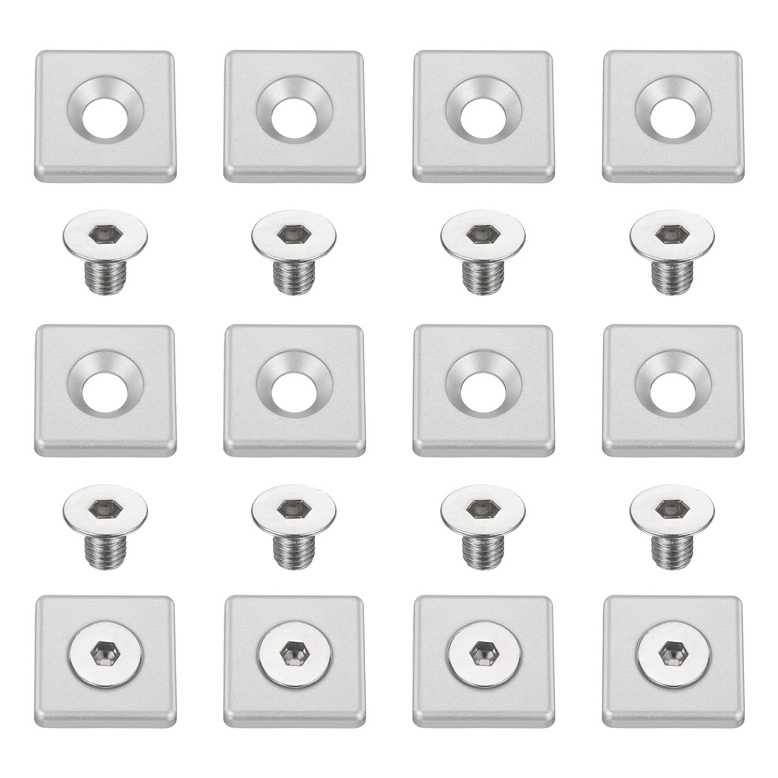 sourcing map 12Pcs Profile End Cap, Zinc Alloy 3030 Series EU Standard T-Slot Aluminum Extrusion End Cap Bracket with Screws for Storage Rack, Silver