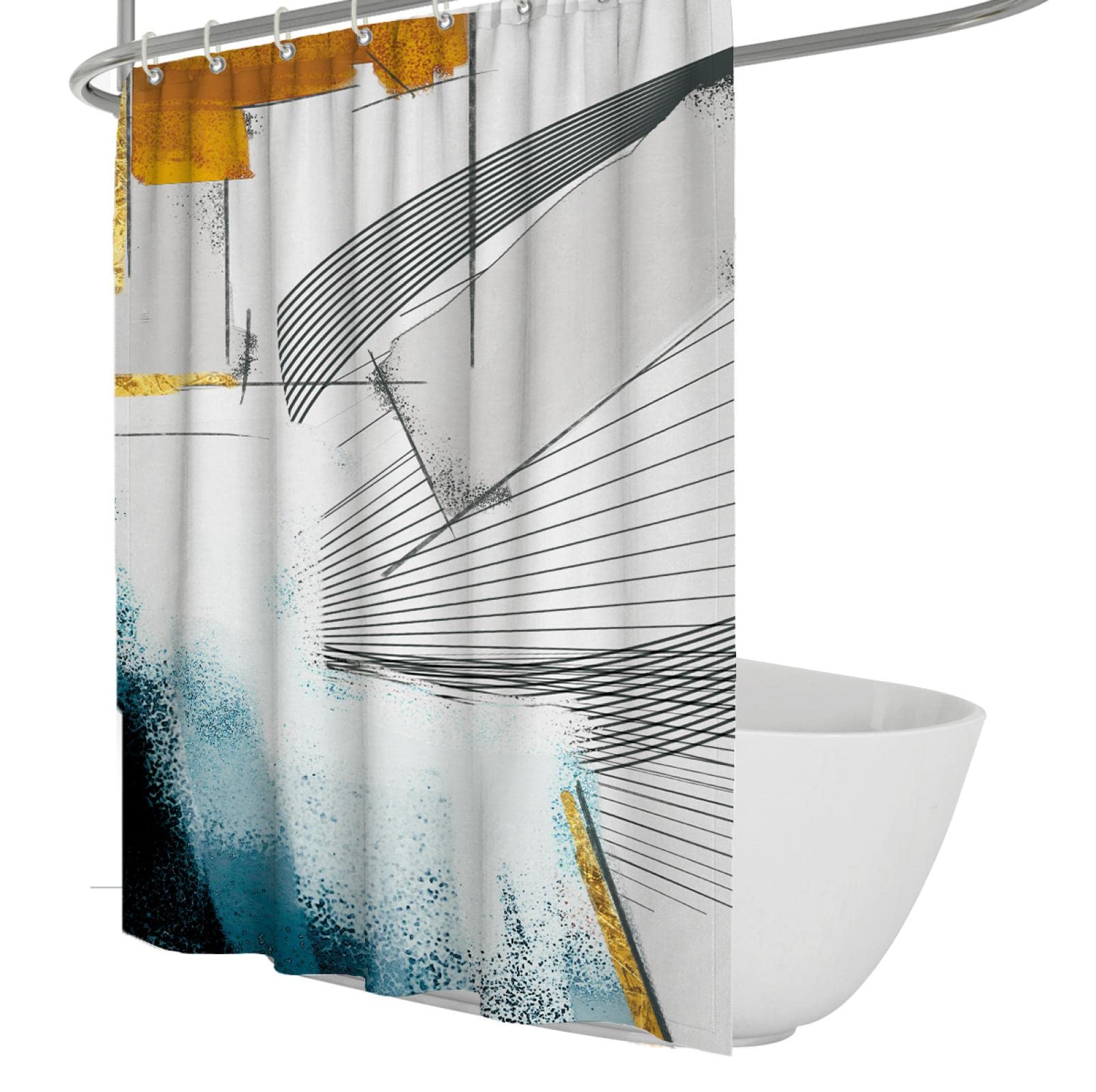 Rideau de douche nordique 180x220 cm étanche pour baignoire moderne