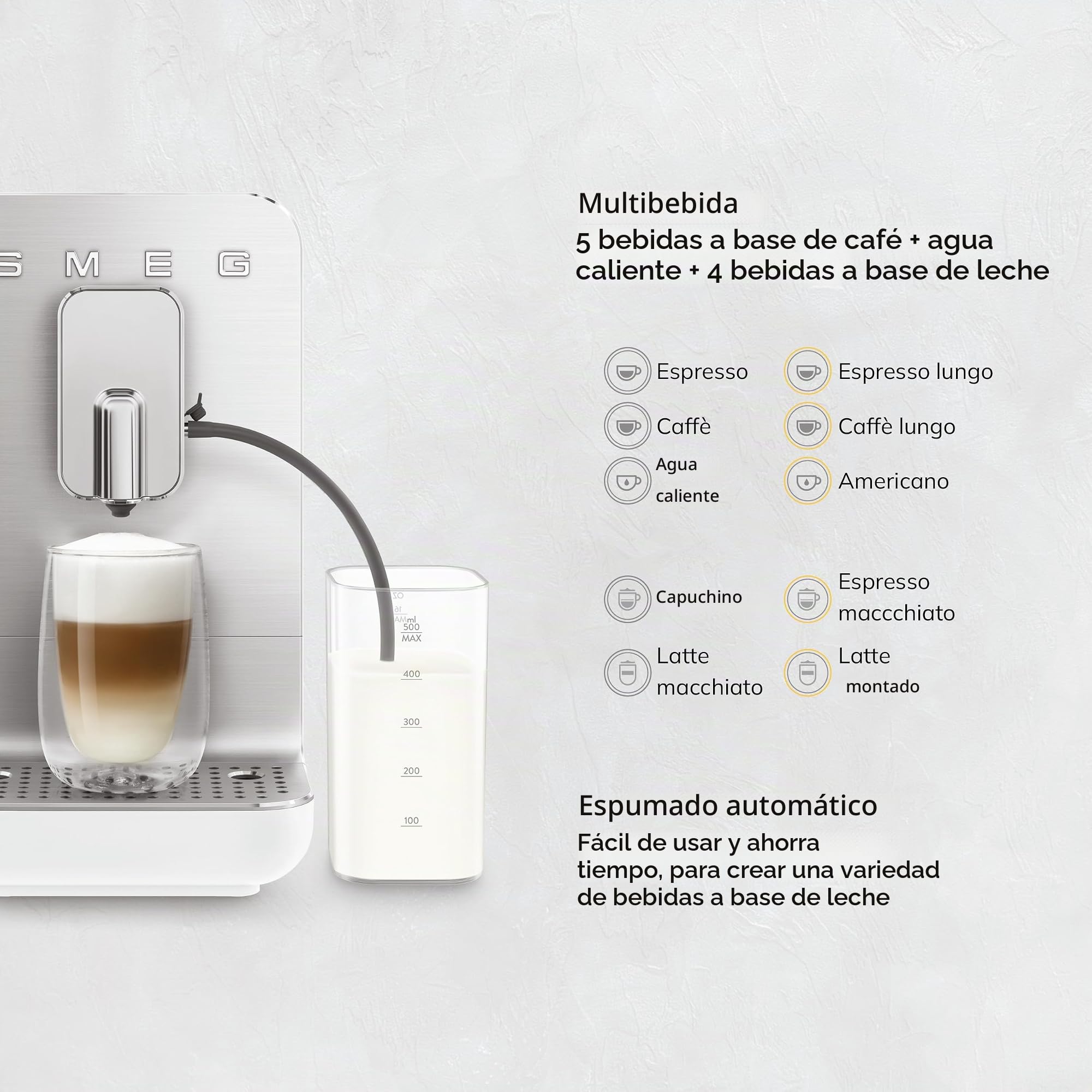 Smeg BCC13WHMEU espresso coffee machine with Milchfunktion matt white with stainless steel