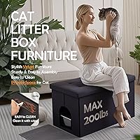 Vista 5 de MEEXPAWS Mueble Caja de Arena para Gatos Oculta Extra Grande, Tapa con Diseño de Elevación Banco de Baño para Gatos de Terciopelo Gabinete