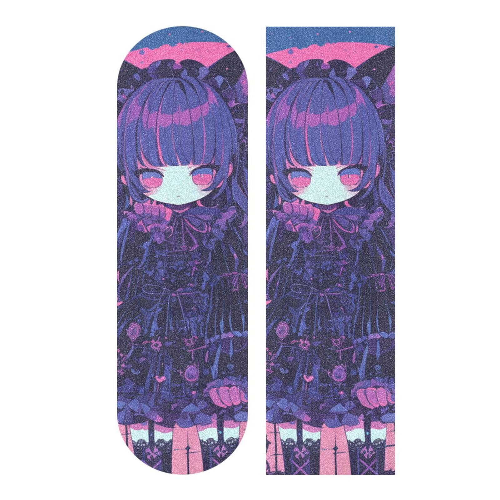 Skulls Purple Terro Anime Grippy Grip Tape für Skateboards, Grippy Scooter, Gripp-Tape, 84 x 22,9 cm, Antiderrapante für Roller