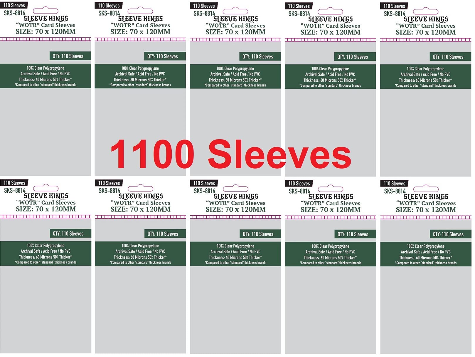 Sleeve Kings WOTR-Tarot Card Sleeves 70 X 120 mm (10x110 Pack, 1100 Sleeves)