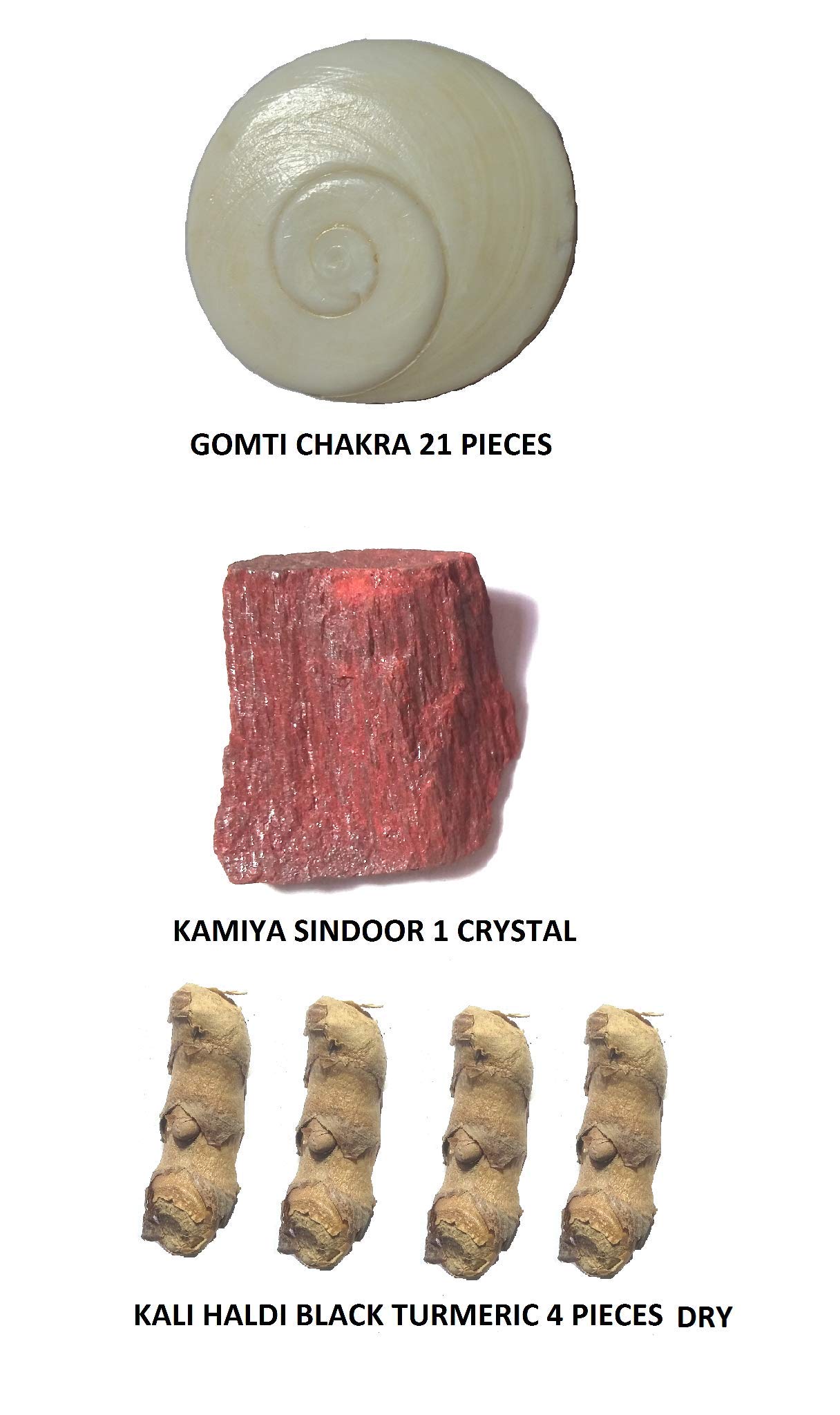 Chiocepick Combo of Gomti Chakra Natural 21Pieces, Kamiya sindoor 1 Crystal and Kali haldi 4 pcs (Multicolor)