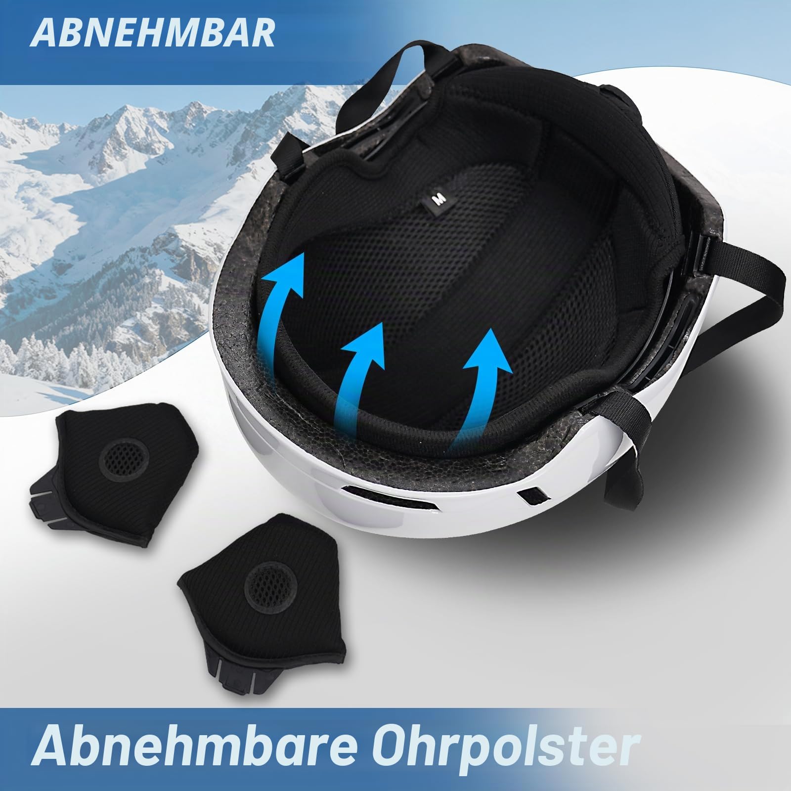 VCOROS Skihelm DXH816 Skihelme für Damen und Herren | Ski Helmet mit Abnehmbare Ohrpolster Atmungsaktiver Stoßdämpfung UV Verstellbarer Snowboard Helm für Skifahren