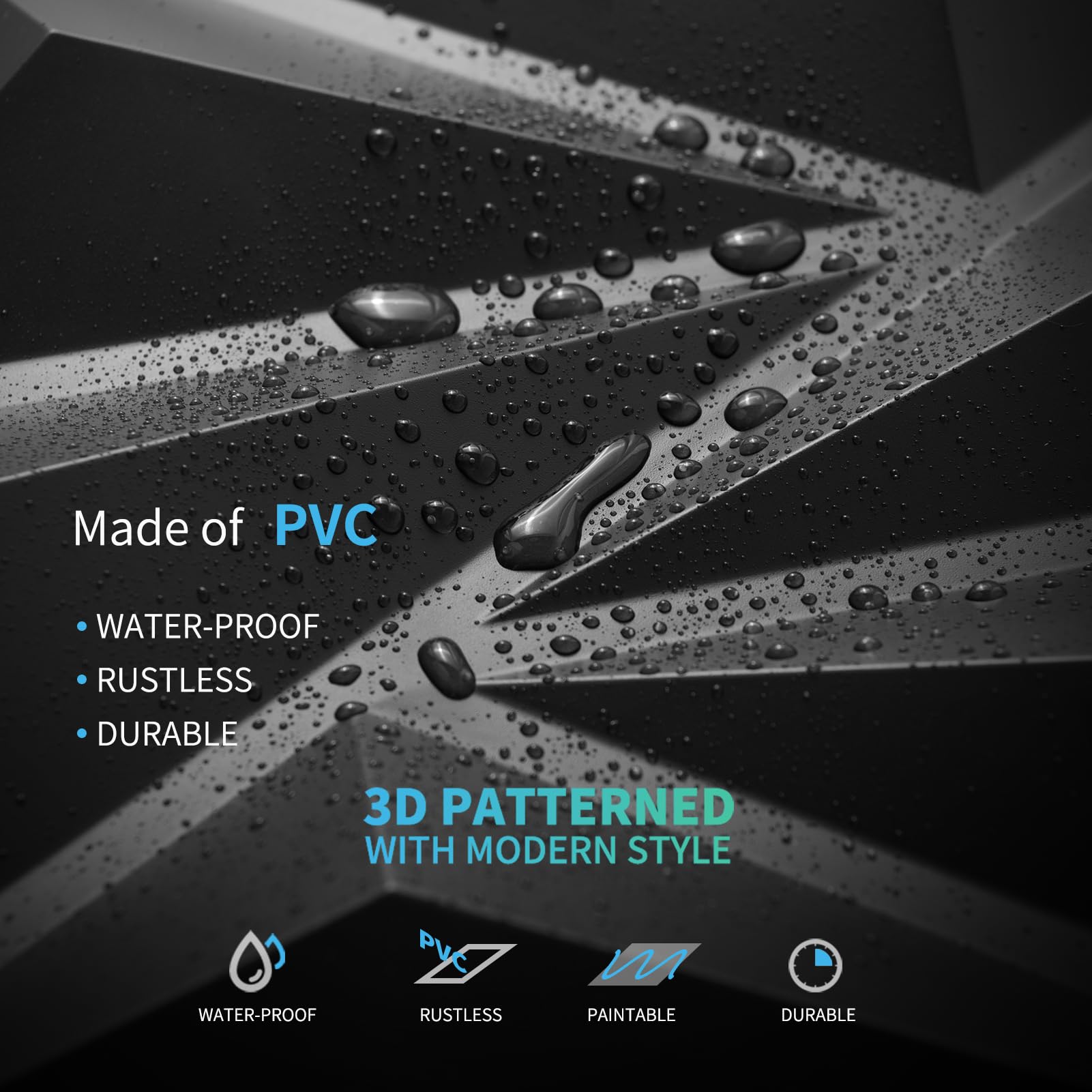 Art3d 3D Wall Panel for Interior Wall Décor with Tape, PVC Diamond Textured Wall Panels - Image 4