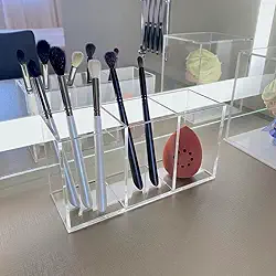 Porta organizador de pincel de maquiagem simples de acrílico transparente