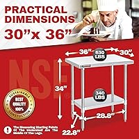 Vista 80 de DuraSteel - Mesa de trabajo de acero inoxidable para alimentos (grado comercial)