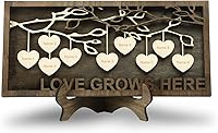 Vista 43 de Joyforisa Regalos para mamá y abuela, marco personalizado del árbol de la vida con corazones y nombres, marco de árbol familiar de madera