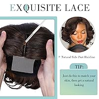 Vista 7 de Quantum Love Pelucas cortas y rizadas estilo Bob, peluca de parte lateral suelta para mujeres negras, peluca sintética corta ondulada estilo Bob