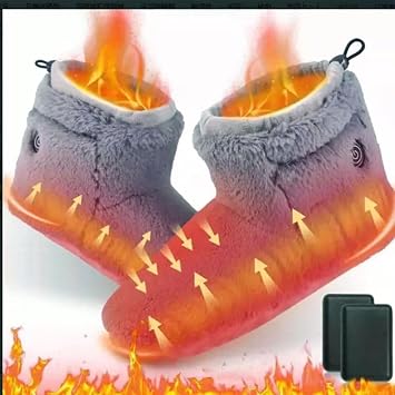 Heated Boots with 5 Level Heating Temperature for Home Office, Nonslip Thick Heated Slippers Electric Slippers Warmth Ankles Electric Foot Warmer, Winter Ankle Booties for Indoor