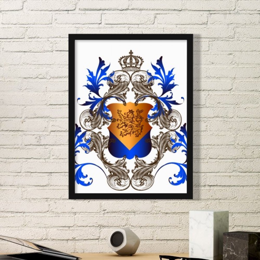 Peintures et estampes couronne de chevalier médiéval sous cadre noir minimaliste