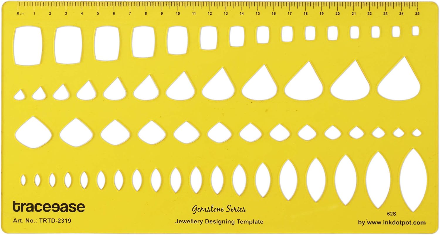 Traceease Jewelry Templates for Emerald/Square/Pear/Marquise Gemstone Shape Guide Drafting Tools Jewellery Designing Stencils