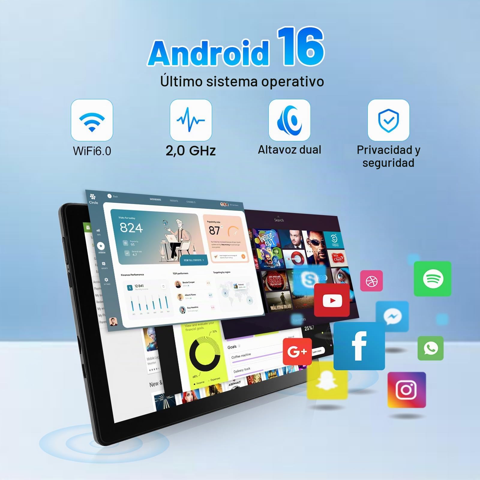 Tablet de 10 Pulgadas, Android 16 Tablet con Teclado, Octa Core, 36GB RAM 256GB ROM (1TB TF Expand) Cámara 5MP + 8MP 6000mAh Tablets de PC Touch Pad con Stylus Ratón Auricular y Caja