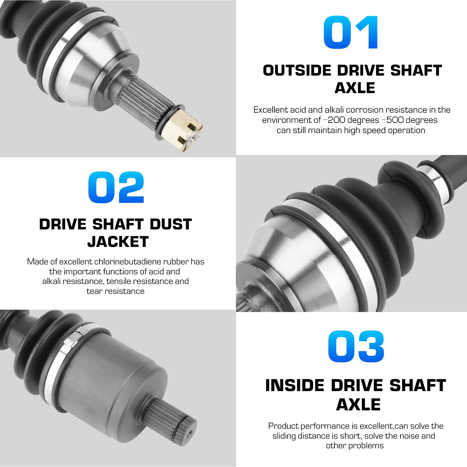 Complete CV Axle Set For Polaris RZR XP 900 & XP4 900 (2011-2014) - Front & Rear Axles With Bearings