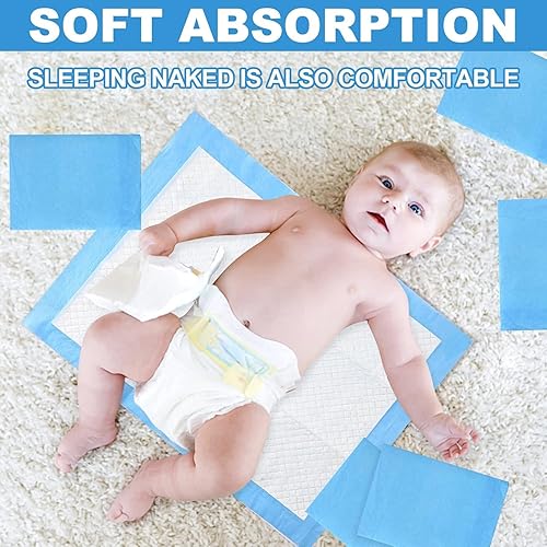 Miniatura 6 de Paquete de 100 cambiadores desechables, almohadillas desechables de 17 x 13 pulgadas para bebé, cambiador de pañales impermeable, almohadillas
