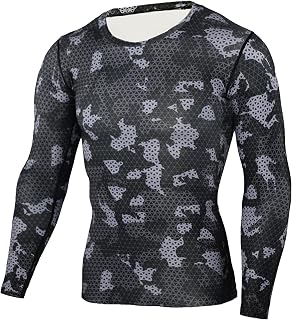 Yimutian Men's Cool Dry Long Sleeve Compression Shirts, Athletic Base Layer Top Breathable Workout Fitness Running T-Shirts