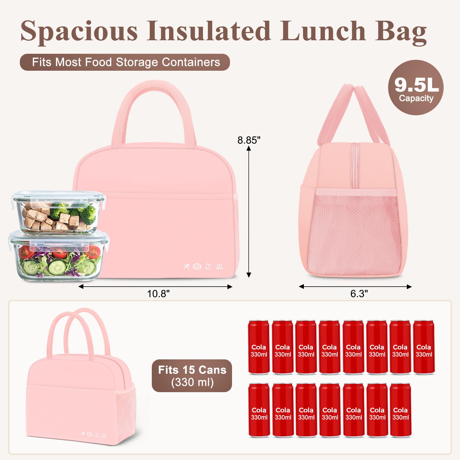 DALINDA Torba na lunch pudełko na lunch dla kobiet mężczyzn wielokrotnego użytku izolowana torba na lunch, szczelny termiczny worek chłodzący torebki na żywność duża pojemność do podróży pracy piknik