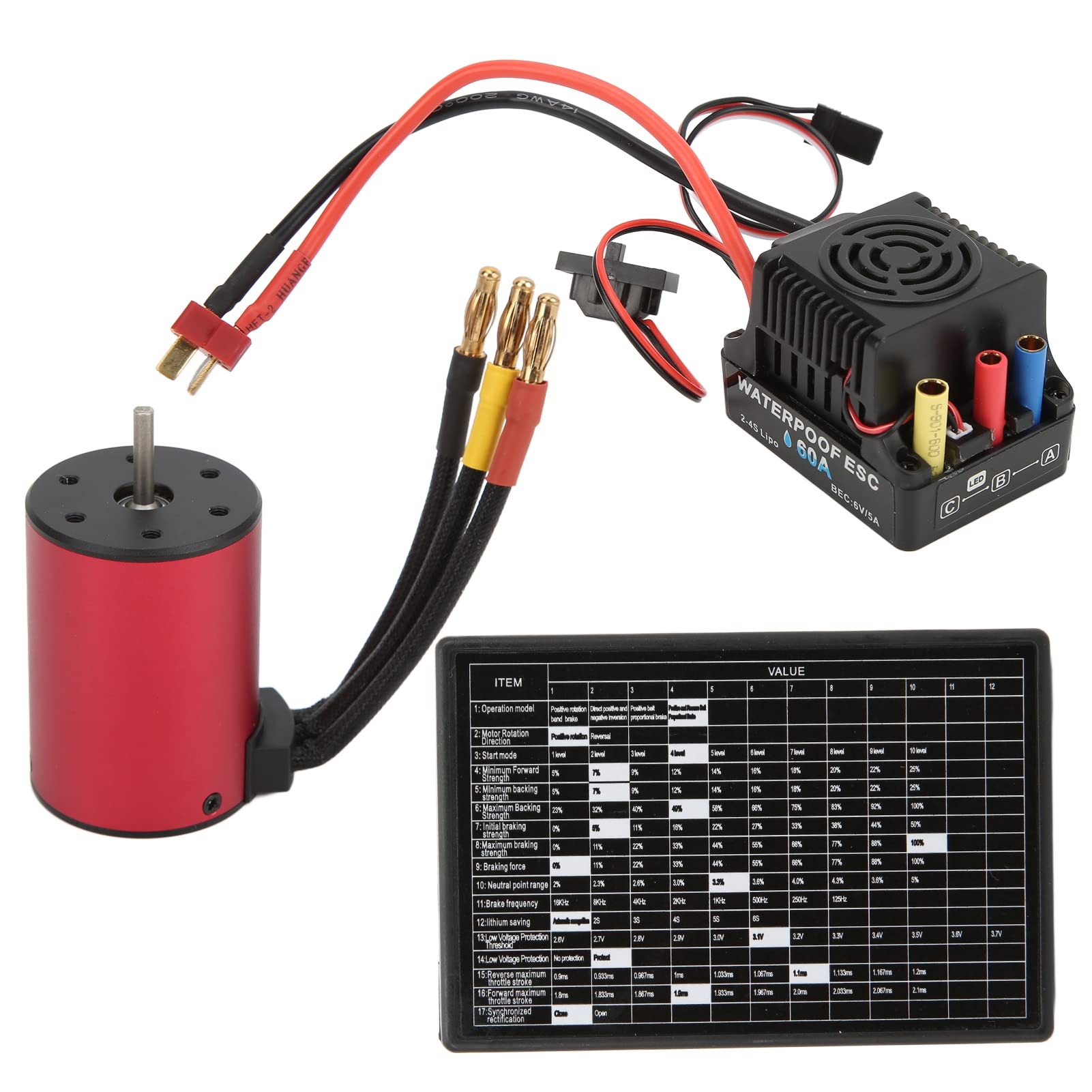 Yctze Wysokowydajny Zestaw ESC Silnika 5200KV do Samochodów RC/10 z kartą Programatora i aluminiową obudową