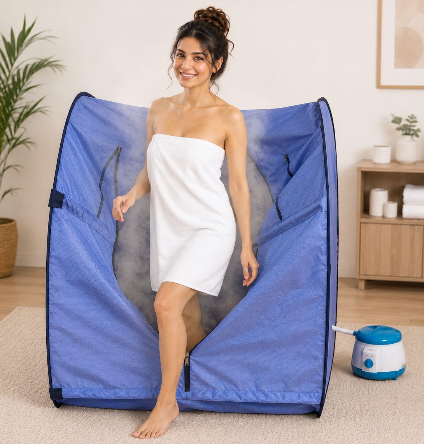 Kawachi Portable Steam Sauna Bath for Health and Beauty Spa at Home Light Violet-image-31
