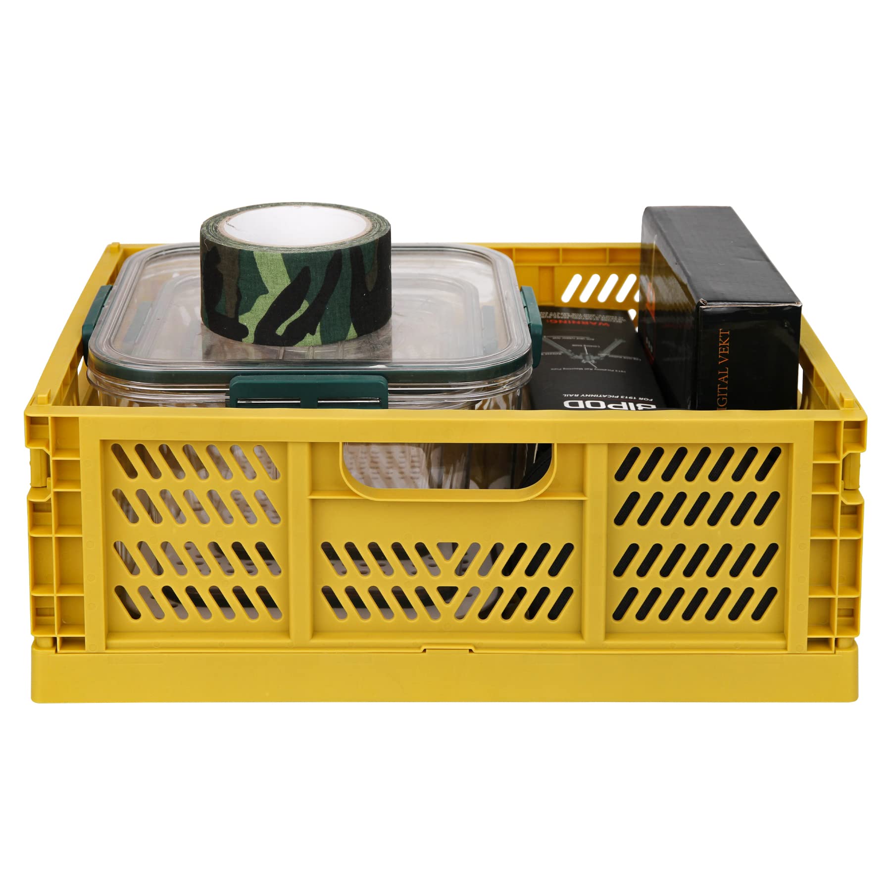 Spesh 2 Pezzi Contenitori Pieghevoli Cesto Portaoggetti Plastica Stabili Giallo 40x30x15cm