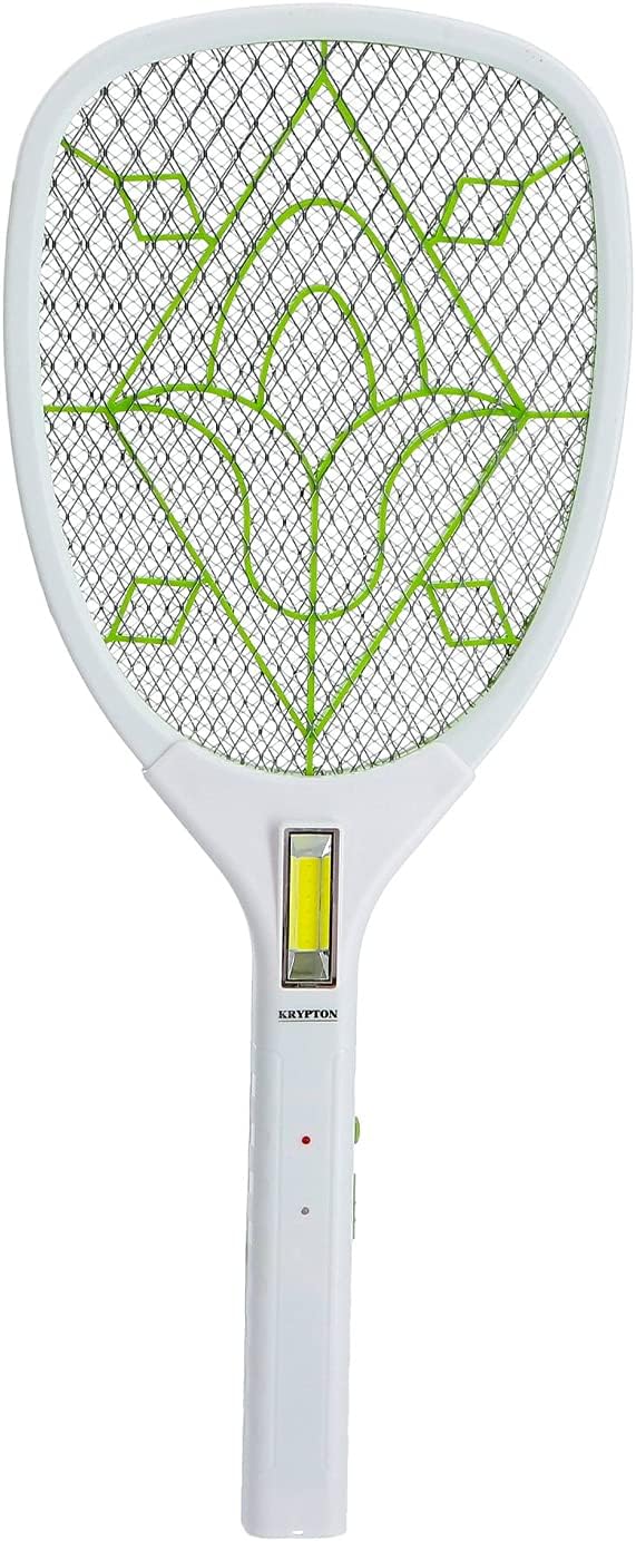 Krypton Electric Fly Swatter Bug Zapper Racket | USB Rechargeable Mosquito Bat | 10 Hours Battery Life | Insect Killer for Flies, Wasps, Moths, Gnats | Portable Handheld Pest Control Racket