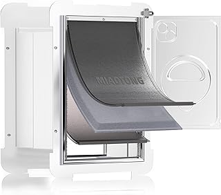 MIAOTONG 3-Flap Cat Door for Wall, Double Magnetic Flaps Dog Door for Wall, Aluminum